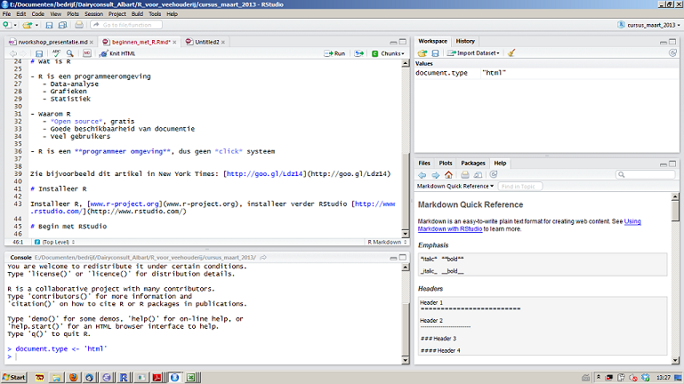 Screenshot van RStudio